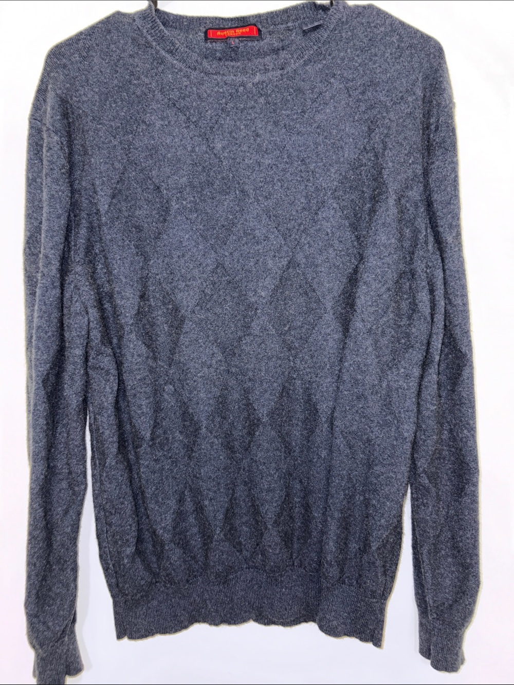Austin Reed London Cashmere Cotton Sweater L Navy Blue Crewneck Quiet Luxury